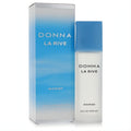 Captivating Donna La Rive women's 3 oz Eau de Parfum. Features a frosted white bottle, blue cap, and matching serene blue box.