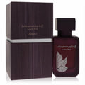 Exquisite Rasasi La Yuqawam Jasmine Wisp 2.5 oz EDP. Frosted burgundy bottle, elegant silver leaf design, matching textured box.