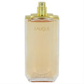 Lalique women's Eau De Parfum spray in a sleek clear glass bottle with a luxurious gold top, showcasing the warm amber scent.