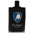 Sleek black Tonino Lamborghini Acqua 4.2 oz men's EDT bottle, featuring the iconic silver and blue bull logo.