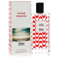 Lapidus Divine Passion 3.3 oz Eau De Toilette spray. Elegant clear bottle with vibrant red wavy design, paired with a stylish white box.