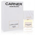 Carner Barcelona Latin Lover 3.4 oz women's Eau De Parfum: clear bottle with light yellow liquid, white cap, and elegant white box with gold details.