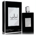 Elegant Lattafa Ameer Al Arab 3.4 oz unisex EDP spray in a sleek black bottle with a silver cap and matching box.