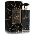 Luxurious Lattafa Asdaaf Terhaal unisex EDP, 3.4 oz. Sleek black bottle with gold details and a striking geometric box.