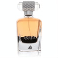 Lattafa Ekhtiari 3.4 oz EDP. Luxurious bottle with warm amber fragrance, striking black base, and ornate silver cap.