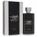 Lattafa Enta Al Awwal 3.4 oz unisex EDP. Elegant dark bottle with silver cap, intricate Arabic script, and matching black & silver box.
