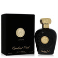 Luxurious Lattafa Opulent Oud unisex EDP spray, 3.4 oz, in a sleek black bottle with ornate gold cap and matching black box.