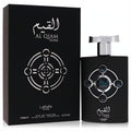 Lattafa Pride Al Qiam Silver 3.4 oz unisex fragrance. Elegant matte black bottle with silver cap and striking blue-accented design.