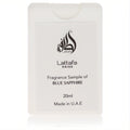 Experience Lattafa Pride Blue Sapphire unisex EDP tester. White 20ml spray bottle with sleek black Lattafa branding.