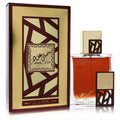 Luxurious Lattafa Simply Oud 3.4 oz unisex EDP. Amber fragrance in an elegant glass bottle with gold cap and matching maroon & gold box.