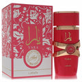 Vibrant fuchsia Lattafa Yara Candy 3.4 oz women's perfume bottle and matching box with luxurious gold accents.