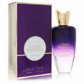 L'femme Paradiso Riiffs 2.72 oz Eau De Parfum: elegant ombre purple bottle with unique gold cap, beside its luxurious purple box.