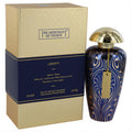 Luxurious Liberty by The Merchant of Venice 3.4 oz unisex perfume. Elegant dark blue bottle with intricate gold patterns, gold cap, and matching box.