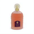 Sophisticated L'instant de Guerlain 3.3 oz EDT. Frosted pink bottle, embossed floral design, gold collar, and sculpted clear cap.