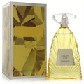 Thalia Sodi Liquid Sun 3.4 oz women's EDP. Radiant yellow pleated glass bottle with a clear sculptural cap, next to its elegant gold box.