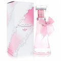 Captivating Lomani Attractive 3.3 oz women's EDP. Clear bottle, pink liquid, satin bow, and elegant white-pink lace box.