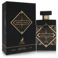 Maison Alhambra Infini Oud 3.4 oz unisex EDP. Striking black bottle and box with intricate gold Art Deco patterns.