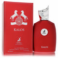 Maison Alhambra Kalos 3.4 oz unisex EDP. Bold red bottle, sleek silver cap, and elegant deer emblem.