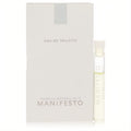 Manifesto by Isabella Rossellini .04 oz Eau de Toilette sample vial, clear glass with white cap, next to its sleek white box.