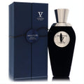 Elegant Mea Culpa V Canto Extrait De Parfum: a unique black velvet bottle with a sleek silver cap, beside its navy box.