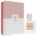 Sophisticated Eight & Bob Memoires de Mustique unisex EDP. Clear glass bottle, silver cap, and elegant white & red striped box.
