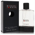 Michael Jordan 3.4 oz men's cologne spray. Clear glass bottle with black cap, ribbed base, and sleek black box.