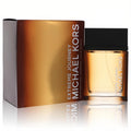 Michael Kors Extreme Journey 3.4 oz men's EDT. Bold amber liquid in a clear glass bottle with black cap, beside its striking gold box.