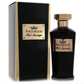 Amouroud Miel Sauvage black glass perfume bottle with elegant gold cap and matching box. Experience luxurious evening scent.