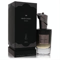 Stunning Mind Games Sissa unisex extrait de parfum, 3.4 oz. Black bottle with amber liquid, unique metallic cap, and elegant geometric black box.