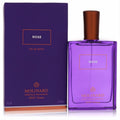 Unisex Molinard Rose Eau de Parfum, 2.5 oz. Vibrant purple glass bottle with sleek bronze cap and elegant matching box.