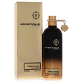 Luxurious Montale Amber Musk 3.4 oz Eau De Parfum in a sleek amber-gold gradient bottle with a matching gold box.