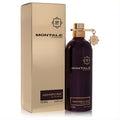 Montale Aoud Purple Rose 3.4 oz unisex EDP. Seductive dark purple metallic bottle with gold cap, charm, and elegant gold box.