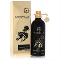 Sleek black Montale Arabians Tonka 3.4 oz EDP bottle with a striking gold horse design and cap, displayed with its matching gold box.