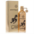 Luxurious Montale Arabians 3.4 oz gold Eau de Parfum bottle and box, featuring a striking black horse and palm tree design.