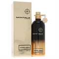 Montale Intense Amber 3.4 oz EDP. Sleek black-to-gold bottle with metallic gold cap and matching box.