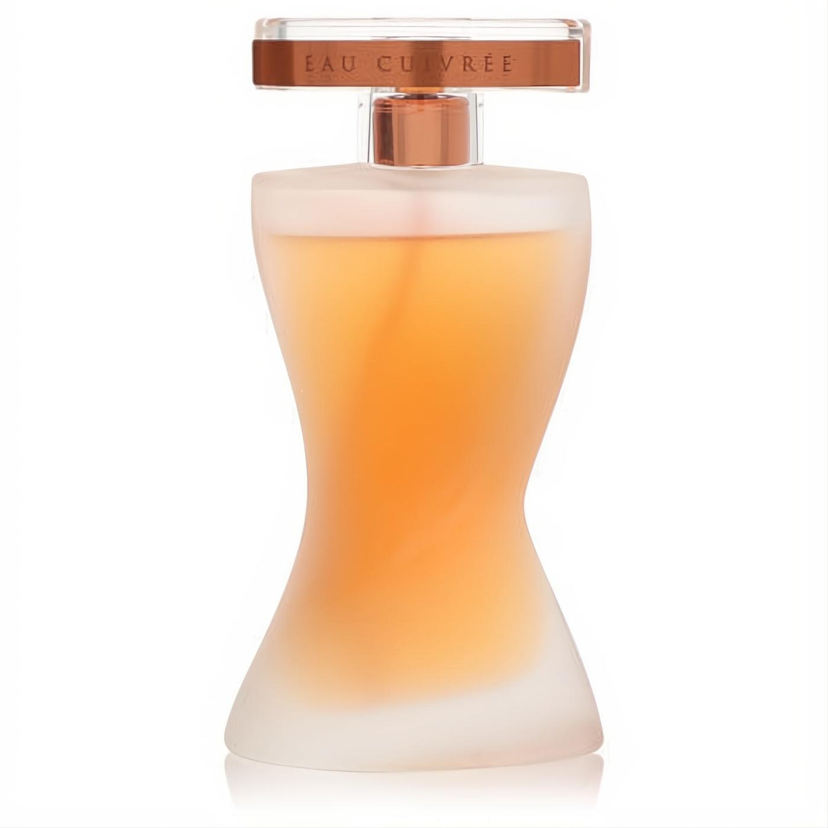 Montana Suggestion Eau Cuivree women's perfume in a unique hourglass frosted glass bottle with warm amber liquid and copper cap.
