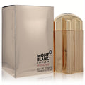 Bold Montblanc Emblem Absolu 100ml gold Eau De Toilette spray in a sleek, faceted bottle with matching metallic box.
