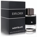 Montblanc Explorer 2 oz men's EDP spray. Sophisticated black textured box and clear bottle with signature star logo.