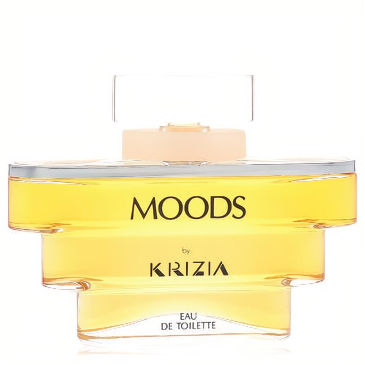 Distinctive Moods by Krizia 3.4 oz women's EDT in a tiered clear glass bottle with golden amber fragrance.
