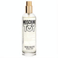 Moschino Toy women's 1.7 oz EDT tester. Clear glass bottle, sleek gold spray cap, and playful teddy bear logo.