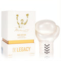 Muhammad Ali Legacy Round 6 Oud Edition 3.3 oz. Striking white boxing glove bottle with laces, next to its gold and white signature box.