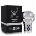 Muhammad Ali Legend Round 2 Sport Edition 3.3 oz men's fragrance. Bold silver boxing glove bottle with blue laces, black box.