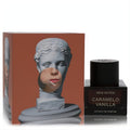 New Notes Caramelo Vanilla Extrait De Parfum: sleek dark glass 1.7 oz bottle with artistic orange box featuring a classical bust.