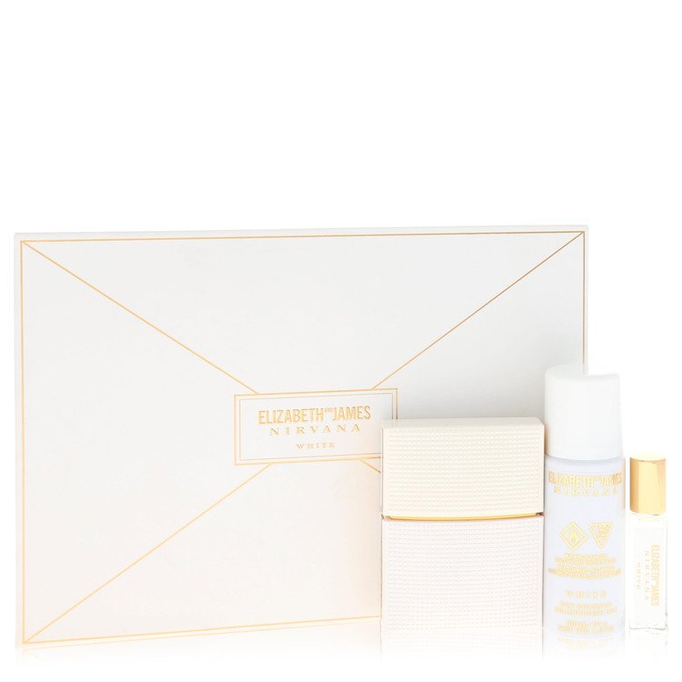 Nirvana White by Elizabeth and James - Gift Set -- 1 oz Eau De Parfum Spray + 0.24 oz Mini EDP Rollerball + 1.3 oz Dry Shampoo