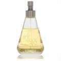 Nomenclature Efflor Esce perfume: a unique clear glass conical bottle with light yellow liquid, chemical diagrams, and sleek silver cap.