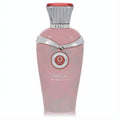 Luxurious Orientica Arte Bellissimo Romantic Eau De Parfum. Pink glass bottle, elegant silver trim, red cap, and delicate floral pattern.