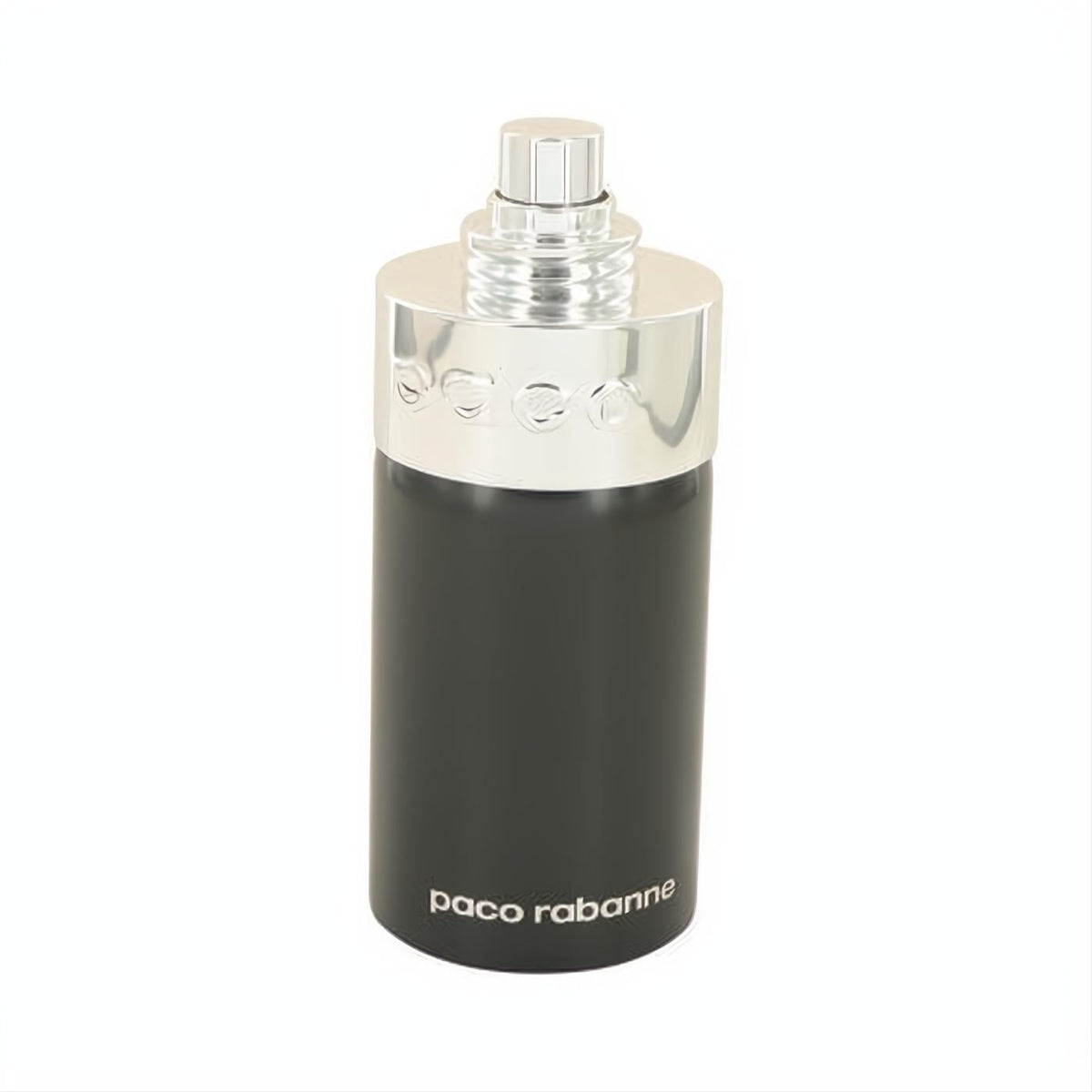 Experience Paco Rabanne Paco unisex EDT. Bold matte black bottle, gleaming silver cap with "paco" detail.