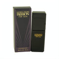 Elizabeth Taylor's Passion for Men .85 oz cologne. Bold black bottle and sophisticated dark purple box with gold accents.