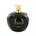 Alluring Christian Dior Poison 3.4 oz EDT Tester. Luxurious black ribbed bottle, gold lettering, and elegant faceted cap. Embrace this iconic fragrance.