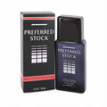 PREFERRED STOCK by Coty 2.5 oz men's cologne spray. Sleek black bottle and matching box with a striking red stripe and modern grid design.
